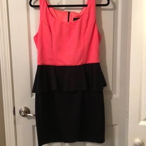 Hot Pink and Black Peplum Dress